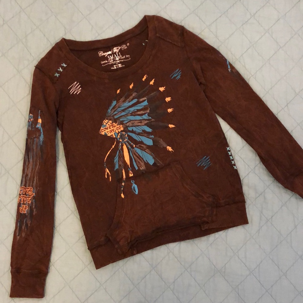 Cowgirl Tuff Co. Sweater, Never Give Up. Sz S
